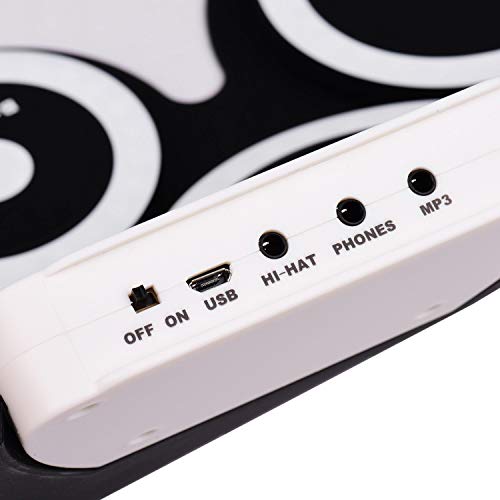 Andoer® Tambor Electrónica de Silicona Entrollable Midi Digital USB Portable Plegable Kit de Cojín con Palillo y Pedal del Pie