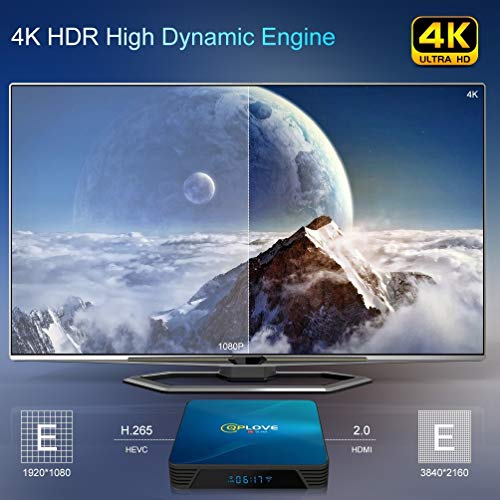Android TV Box 10.0【4GB RAM 128GB ROM】 QPLOVE Q8 Android Box TV RK3318 Quad Core 64 bit Cortex A53 2.4G/5G WiFi BT 4.0 3D 4K Smart TV Box con Mini Wireless Keyboard