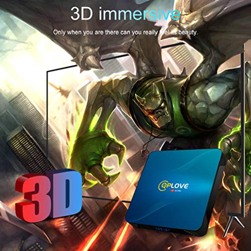 Android TV Box 10.0【4GB RAM 128GB ROM】 QPLOVE Q8 Android Box TV RK3318 Quad Core 64 bit Cortex A53 2.4G/5G WiFi BT 4.0 3D 4K Smart TV Box con Mini Wireless Keyboard