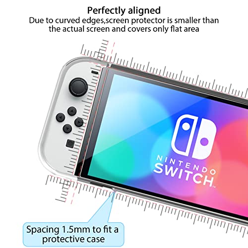 ANEWSIR Combinación de 3 piezas compatible con Nintendo Switch Oled 2021, 3 paquetes de película protectora de vidrio templado y funda protectora transparente, dureza 9H, fácil de instalar
