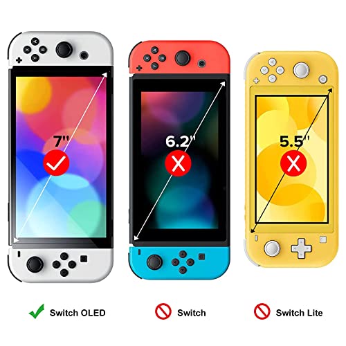 ANEWSIR Combinación de 3 piezas compatible con Nintendo Switch Oled 2021, 3 paquetes de película protectora de vidrio templado y funda protectora transparente, dureza 9H, fácil de instalar