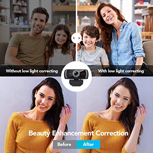 Angetube Cámara Web HD a 1080P con micrófono, cámara Web USB PC Streaming, Pantalla Ancha Video Llamada y grabación,Compatible Skype OBS Xbox XSplit Facebook Youtube Compatible para Mac OS Windows