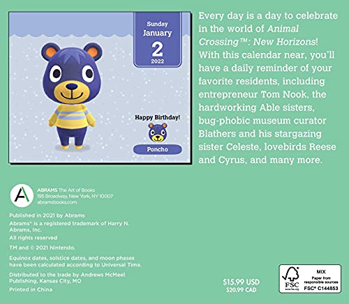 Animal Crossing: New Horizons 2022 Day-To-Day Calendar