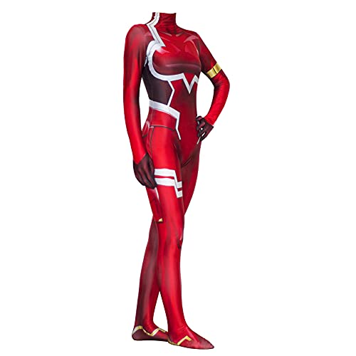 Anjinguang Darling In The FRANXX Disfraz de Cosplay Zero Two Battle Suit Rojo Traje de Mono de Carnaval Fiesta Disfraces de Halloween para Adultos y Mujeres