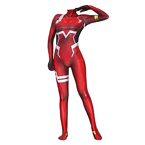 Anjinguang Darling In The FRANXX Disfraz de Cosplay Zero Two Battle Suit Rojo Traje de Mono de Carnaval Fiesta Disfraces de Halloween para Adultos y Mujeres