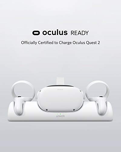 Anker Base de Carga para Oculus Quest 2, Estación Certificada para Oculus con Soporte de Carga, Soporte para el Visor y los Controladores con 2 Pilas Recargables, Cargador USB-C y Cable de Carga