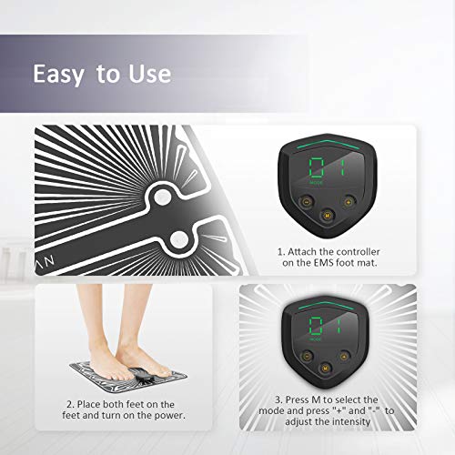 ANLAN Masajeador de Pies Eléctrico EMS Masajeador de Piernas Estimulación Muscular, Inteligente Relajar Músculos del Pie con 6 Modos 15 Niveles, Aliviar Dolor Cansadas Mejorar la Circulación Sanguínea