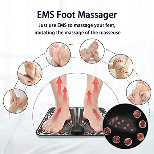 ANLAN Masajeador de Pies Eléctrico EMS Masajeador de Piernas Estimulación Muscular, Inteligente Relajar Músculos del Pie con 6 Modos 15 Niveles, Aliviar Dolor Cansadas Mejorar la Circulación Sanguínea