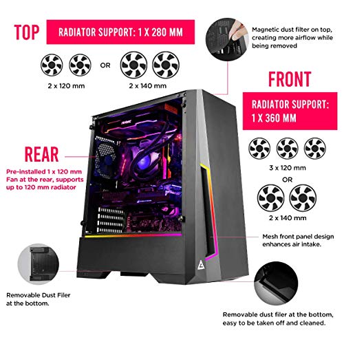 Antec DP501 Midi-Tower Negro - Caja de Ordenador (Midi-Tower, PC, De plástico, SGCC, Negro, ATX,ITX,Micro ATX, Juego)