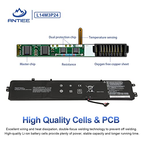 ANTIEE 45WH L14M3P24 L16M3P24 Laptop Batería para Lenovo IdeaPad Y700-14ISK 700-15ISK 700-17ISK Lenovo Legion Y520-15IKBA Y520-15IKBM Y520-15IKBN 5B10H41180 L14S3P24 L16S3P24 5B10M41935