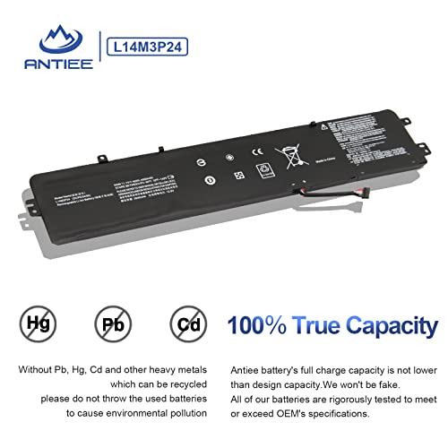 ANTIEE 45WH L14M3P24 L16M3P24 Laptop Batería para Lenovo IdeaPad Y700-14ISK 700-15ISK 700-17ISK Lenovo Legion Y520-15IKBA Y520-15IKBM Y520-15IKBN 5B10H41180 L14S3P24 L16S3P24 5B10M41935