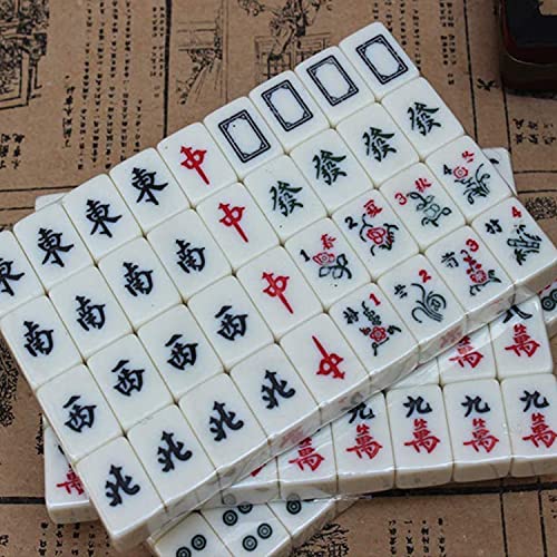 Antiguo Mahjong, 144 Azulejos de Mahjong, Traje de Mahjong, Juego de Juegos de Mahjong de Mahjong Chino portátil Matar Tiempo de aburrimiento para Adultos, Divertidos pequeños Juegos.