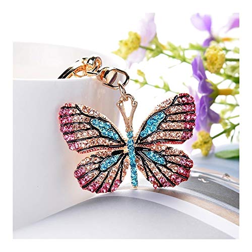 AOSUAI Llaveros Adornos de Moda Llavero de la Mariposa Colorida de la aleación Colgante Artesanal de Coches señora Gift Bolsa Key Ring Compacto (Color : Green, Size : Photo Color)