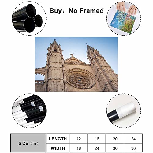 AOXULIU Cuadro sobre Lienzo 60x90cm Sin Marco Cartel De La Fe Medieval De La Arquitectura Del Edificio De La Iglesia Bar Wall Art Print Picture Cuarto De Baño Impresiones En Lienzo