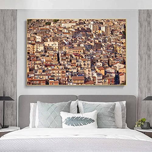 AOXULIU Cuadro sobre Lienzo 60x90cm Sin Marco Paisaje Urbano Edificios Construcción Medieval Cartel Lienzo Pintura Baño Decoración Para Dormitorio