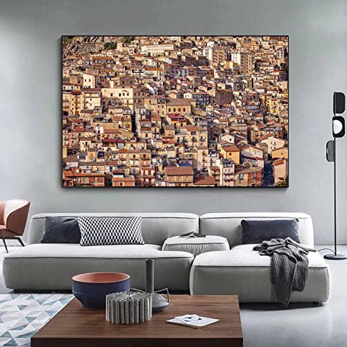 AOXULIU Cuadro sobre Lienzo 60x90cm Sin Marco Paisaje Urbano Edificios Construcción Medieval Cartel Lienzo Pintura Baño Decoración Para Dormitorio