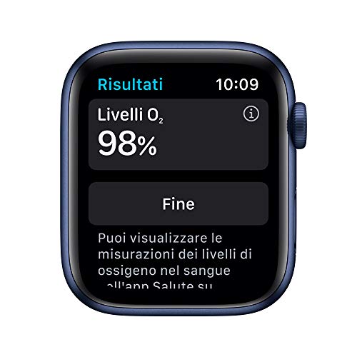Apple Watch Series 6 (GPS, 44 mm) Caja de Aluminio en Azul - Correa Deportiva Azul Marino Intenso