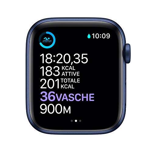 Apple Watch Series 6 (GPS, 44 mm) Caja de Aluminio en Azul - Correa Deportiva Azul Marino Intenso