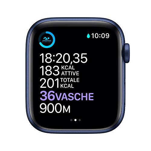 Apple Watch Series 6 (GPS, 44 mm) Caja de Aluminio en Azul - Correa Deportiva Azul Marino Intenso