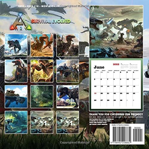 ARK Survival Evolved 2022 Calendar: OFFICIAL game calendar. This incredible cute calendar january 2022 to december 2023 with high quality pictures .Gaming calendar 2021-2022. Calendar video games