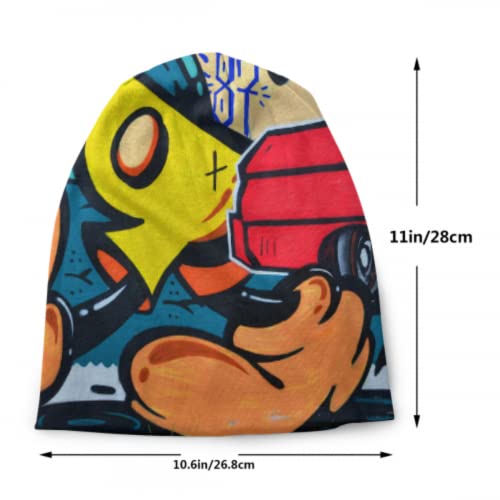 Art Block Unique Character Graffiti Girls Skull Cap Kid Knit Beanie Skull Cap Beanie Girls Knitted Hat 3D Printed Adult Comfortbale Soft