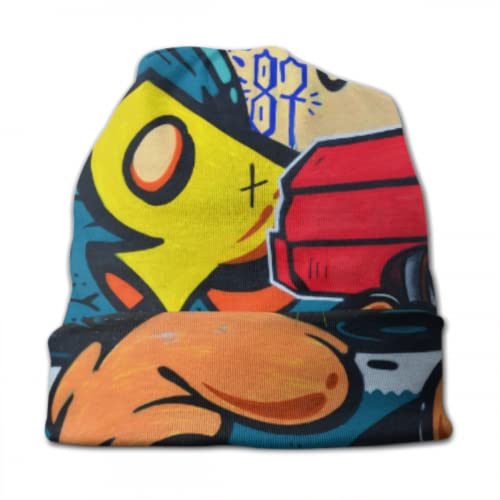 Art Block Unique Character Graffiti Girls Skull Cap Kid Knit Beanie Skull Cap Beanie Girls Knitted Hat 3D Printed Adult Comfortbale Soft