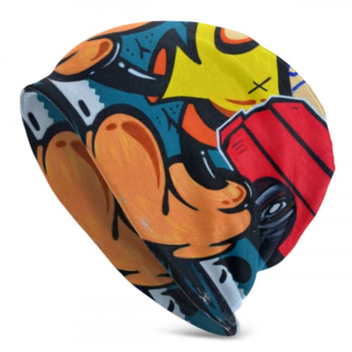 Art Block Unique Character Graffiti Girls Skull Cap Kid Knit Beanie Skull Cap Beanie Girls Knitted Hat 3D Printed Adult Comfortbale Soft