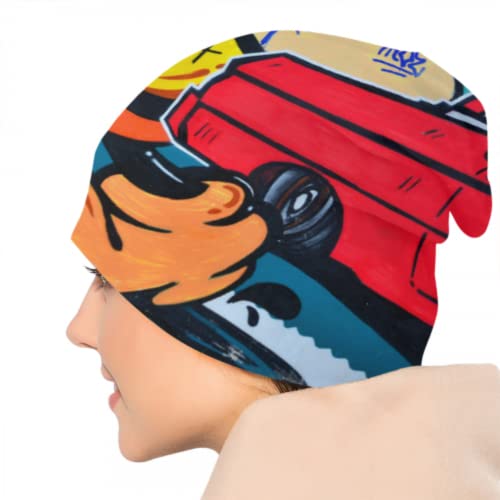 Art Block Unique Character Graffiti Girls Skull Cap Kid Knit Beanie Skull Cap Beanie Girls Knitted Hat 3D Printed Adult Comfortbale Soft