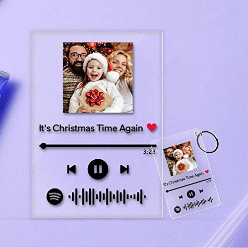 Arte de Vidrio de Spotify Personalizado Música Placa con Código de Spotify Escaneable Foto Personalizada,Regalos Originales para Novio, Novia, Tu Madre