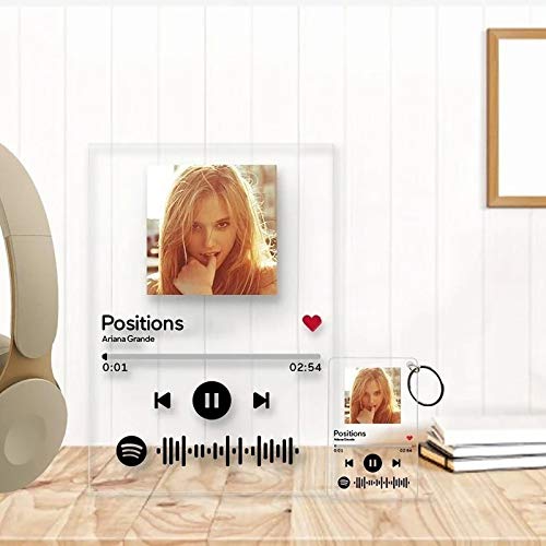 Arte de Vidrio de Spotify Personalizado Música Placa con Código de Spotify Escaneable Foto Personalizada,Regalos Originales para Novio, Novia, Tu Madre