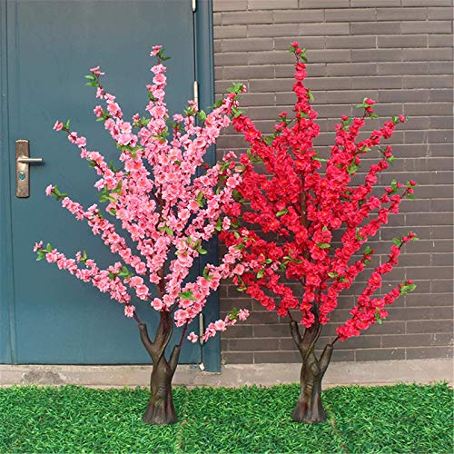 Artificial Fake Flowers Peach Blossom Tree Living Room Floor Decoration Large Potted Plant Layout Photography Wedding for Home Office Table Decoration (Color : Red Size : One Size) (Pink One Size)