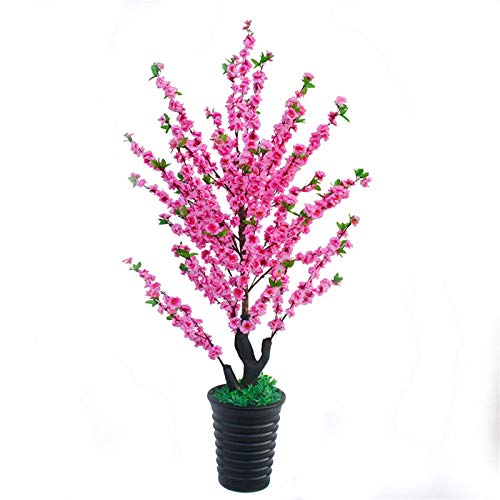 Artificial Fake Flowers Peach Blossom Tree Living Room Floor Decoration Large Potted Plant Layout Photography Wedding for Home Office Table Decoration (Color : Red Size : One Size) (Pink One Size)