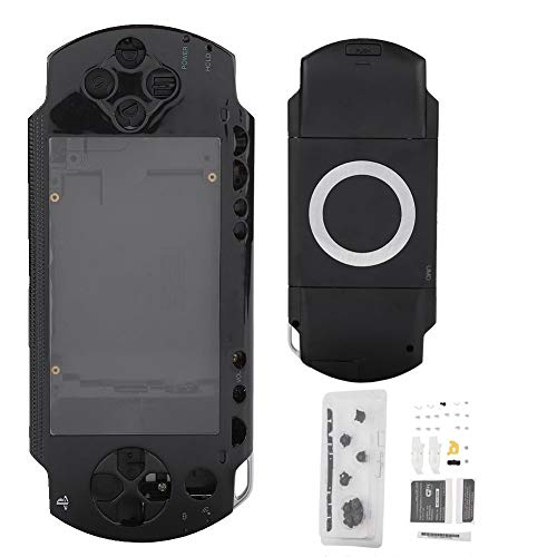 ASHATA Reemplazo de Cubierta Completa de la Carcasa para la Consola de Juegos Sony PSP 1000, Protección Fuerte Cáscara Antideslizante con Kit de Botones (Negro)