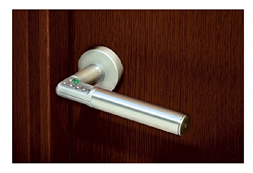 ASSA ABLOY Picaporte digital para puerta con código DIN derecho, herraje para puerta con código PIN, color plateado