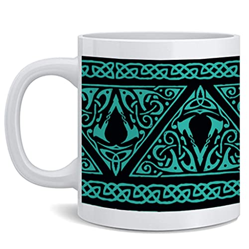 Assassins Creed Valhalla Viking Pattern Gold Edition Ultimate Edition Video Game Gaming Gamer Merchandise Cosplay Collectibles Merch Accessories Ceramic Coffee Mug Tea Cup Fun Novelty Gift 11 oz
