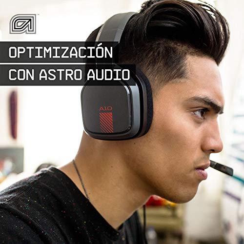 ASTRO Gaming A10 Auriculares alámbricos, ligeros y resistentes, ASTRO Audio, clavija de 3.5mm, para Xbox Series X y S, Xbox One, PS5, PS4, Nintendo Switch, PC, Mac, móvil - Negro/Rojo