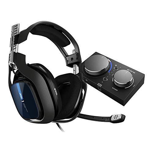 ASTRO Gaming A40 TR Auriculares alámbricos y MixAmp Pro TR, 4a gen, Audio V2, micrófono intercambiable, control de balance de juego, voz, para PS5, PS4, PC, Mac - Negro/Azul