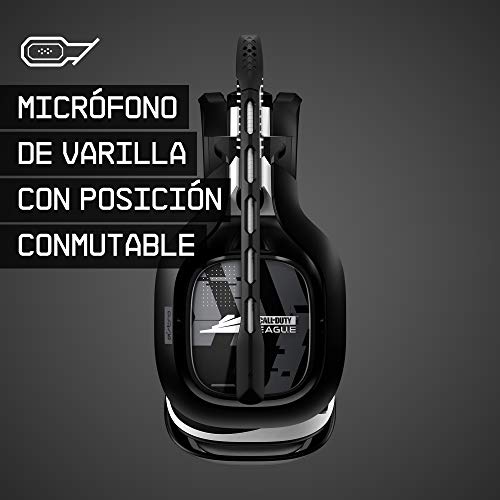 ASTRO Gaming A40 TR Edición CALL OF DUTY League, Auriculares alámbricos, 4a gen, Audio V2 para PC, clavija 3.5mm, micrófono intercambiable, Xbox X y S, Xbox One, PS5, PS4, PC - Color Negro/Blanco