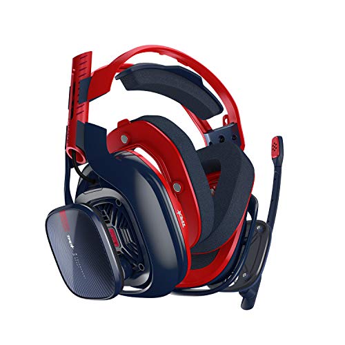 ASTRO Gaming A40 TR-X Auriculares alámbricos, 4a gen, Audio V2, clavija de 3.5 mm, micrófono intercambiable, para Xbox Series X y S, Xbox One, PS5, PS4, PC, Nintendo Switch - Rojo/Azul