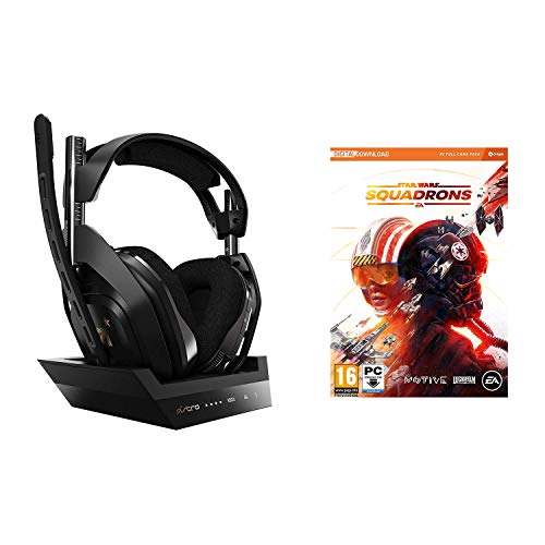 ASTRO Gaming A50 Auriculares inalámbricos Gaming y Base de Carga, 4ta Gen, Dolby Audio & Atmos, 2.4 GHz, 9m Alcance para Xbox Series X|S, Xbox One, PC, Mac + Star Wars: Squadrons, PC,Negro/Oro