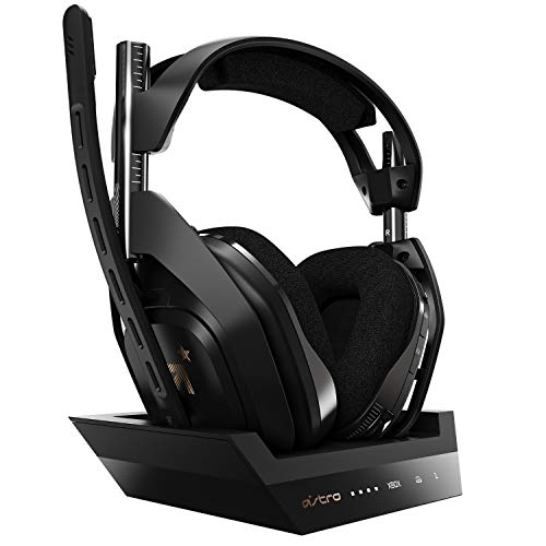 ASTRO Gaming A50 Auriculares inalámbricos para gaming y estación-base de carga, 4a gen, control de balance de juego, voz, 2.4 GHz, 15m alcance, Xbox Series X y S, Xbox One, PC - Negro/Oro