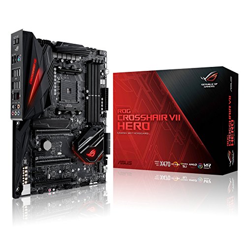 Asus CROSSHAIR VII HERO AMD AM4 X470 ATX - Placa base gaming con M.2 heatsink, Aura Sync RGB LED, DDR4 3600MHz, 802.11ac Wi-Fi, dual M.2, SATA 6Gb/s y USB 3.1 Gen 2