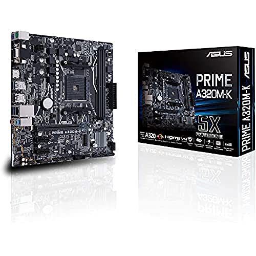 ASUS PRIME A320M-K - Placa Base AMD AM4 mATX con iluminación LED, DDR4 3200MHz, 32Gb/s M.2, HDMI, SATA 6Gb/s, USB 3.0