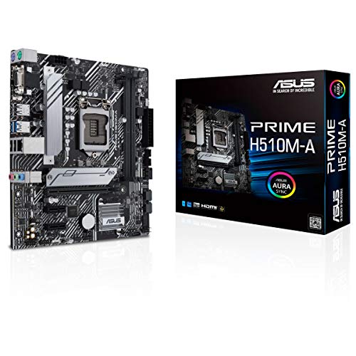 ASUS Prime H510M-A - Placa Base Micro-ATX (Intel H510 LGA 1200 (PCIe 4.0, Ranura M.2 de 32 GPS, WiFi 5, 1 GB Ethernet, USB 3.2 Gen. 1 de Tipo A, SATA 6 GPS, Aura direccionable Gen. 2)