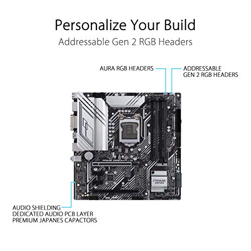 ASUS PRIME Z590M-PLUS - Placa base (Intel Z590, LGA 1200, m-ATX con VRM de 9 fases, PCIe 4.0, DisplayPort, HDMI, DVI, Intel 1 GB Ethernet, USB 3.2 Gen. 2x2 tipo C, Soporte Thunderbolt 4 y Aura Sync)