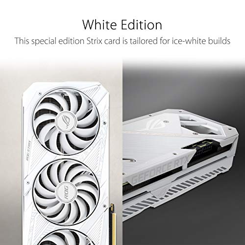 Asus ROG Strix GeForce RTX 3090 White Edition 24GB GDDR6X - Tarjeta gráfica (PCIe 4.0, Ventiladores Axial-Tech, 0dB, diseño de 2.9 Ranuras, Dual BIOS, SAP II, MaxContact) Blanco