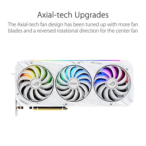 Asus ROG Strix GeForce RTX 3090 White Edition 24GB GDDR6X - Tarjeta gráfica (PCIe 4.0, Ventiladores Axial-Tech, 0dB, diseño de 2.9 Ranuras, Dual BIOS, SAP II, MaxContact) Blanco