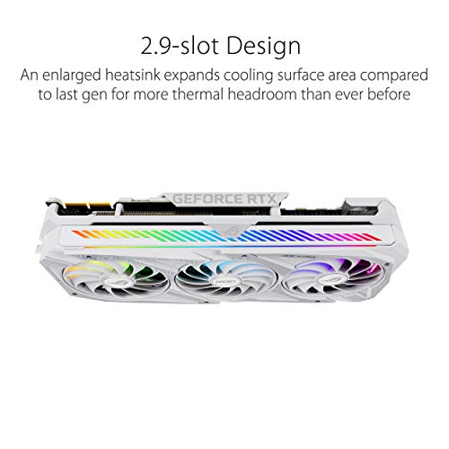 Asus ROG Strix GeForce RTX 3090 White Edition 24GB GDDR6X - Tarjeta gráfica (PCIe 4.0, Ventiladores Axial-Tech, 0dB, diseño de 2.9 Ranuras, Dual BIOS, SAP II, MaxContact) Blanco