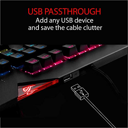 ASUS ROG Strix Llamarada RGB mecánica del Juego Teclado de Cherry MX Red con USB Pass Through, UnderGlow y Aura de sincronización