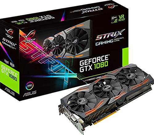 ASUS STRIX-GTX1080-A8G-GAMING - Tarjeta gráfica (Strix, NVIDIA GeForce GTX 1080, 8 GB, GDDR5X, DVI, HDMI, DP) Color Negro